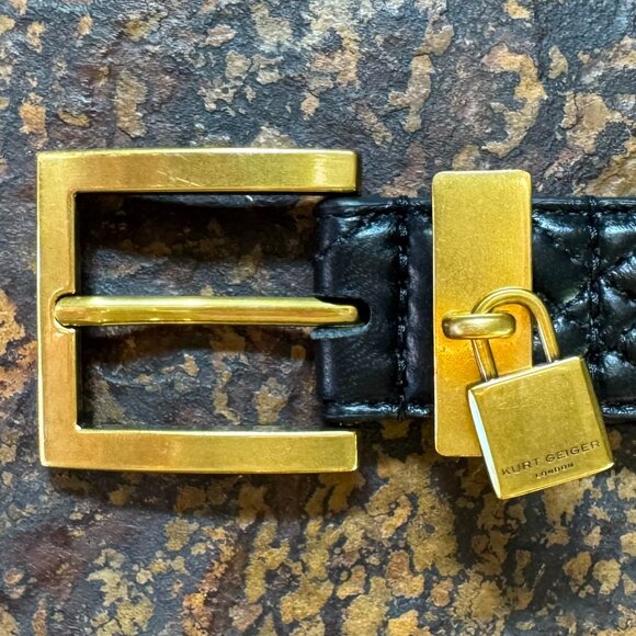 Kurt Geiger London, Black Leather Belt, Size Medium / Large - Picture 3 of 6